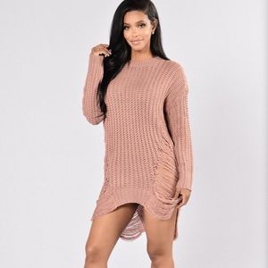 Fashion Nova Muave Distressed Chunky Knit Sweater